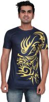 DDI Printed Men's Round Neck Blue T-Shirt