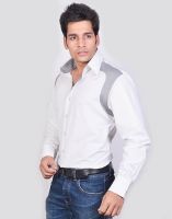 Dazzio Men's Solid Casual White, Grey Shirt
