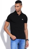 Deer Park Solid Men's Polo Neck Black T-Shirt