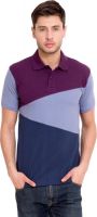 Elaborado Solid Men's Polo Neck Purple, Dark Blue T-Shirt