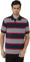 Fahrenheit Striped Men's Polo Neck Dark Blue, White T-Shirt