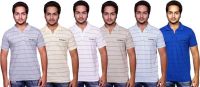Fanatic Striped Men's Polo Neck Multicolor T-Shirt(Pack of 6)
