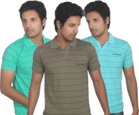 Fanatic Striped Men's Polo Neck Multicolor T-Shirt(Pack of 3)