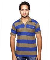 Fanatic Striped Men's Polo Neck Grey T-Shirt Fanatic Striped Men's Polo Neck Grey T-Shirt