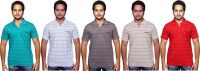 Fanatic Striped Men's Polo Neck Multicolor T-Shirt(Pack of 5)