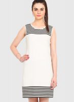 Femenino Off White Colored Printed Shift Dress