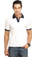 Fio Solid Men's Polo Neck Blue, White T-Shirt
