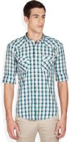 GHPC Men's Checkered Casual Blue Shirt