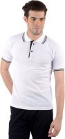Gdivine Self Design Men's Polo Neck White T-Shirt