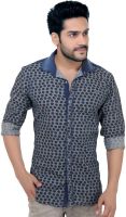 GoPlay Men's Printed Casual Denim Grey Shirt