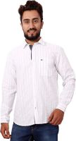 Gustrow Men's Striped Casual White Shirt