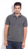 Happy Hours Solid Men's Polo Neck Grey T-Shirt