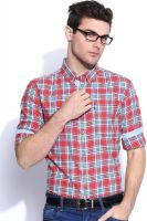 Harvard Men's Checkered Casual Red Shirt