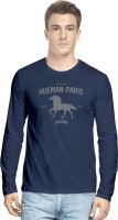 Hueman Printed Men's Round Neck Dark Blue T-Shirt