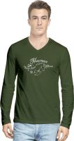 Hueman Printed Men's V-neck Dark Green T-Shirt
