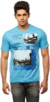 Huetrap Graphic Print Men's Round Neck Blue T-Shirt