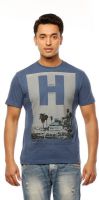 Huetrap Graphic Print Men's Round Neck Blue T-Shirt