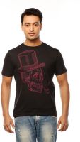 Huetrap Graphic Print Men's Round Neck Black T-Shirt