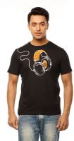 Huetrap Graphic Print Men's Round Neck Black T-Shirt