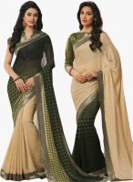 Inddus Beige Embellished Saree