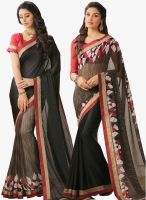 Inddus Black Embellished Saree