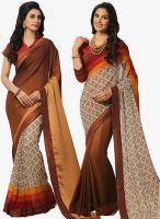 Inddus Brown Embellished Saree