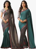 Inddus Grey Embellished Saree