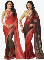 Inddus Maroon Embellished Saree