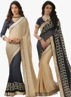 Inddus Navy Blue Embellished Saree