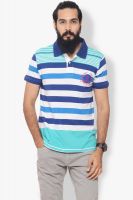 Italian Polo Striped Men's Polo Neck Blue T-Shirt