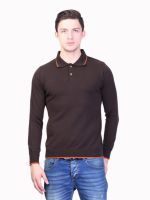 Kalt Solid Men's Polo Neck Brown T-Shirt