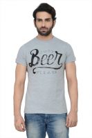 Karnik Couture Printed Men's Round Neck Grey T-Shirt