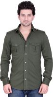 LUCfashion Men's Solid Casual Dark Green Shirt