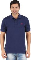 Lavos Solid Men's Polo Neck Dark Blue T-Shirt