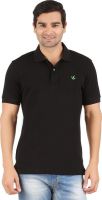 Lavos Solid Men's Polo Neck Black T-Shirt