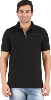 Lavos Solid Men's Polo Neck Black T-Shirt