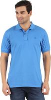 Lavos Solid Men's Polo Neck Blue T-Shirt