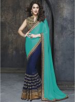 Mahotsav Blue Embroidered Saree