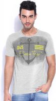 Mast & Harbour Printed Men's Round Neck Grey T-Shirt