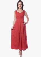 Meira Red Colored Solid Maxi Dress