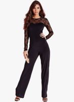 Missguided Black Lace Slinky Jumpsuit