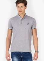 Mufti Grey Milange Checked Polo T-Shirts