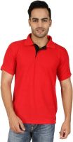 Nimya Solid Men's Polo Neck Red T-Shirt