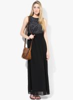 Only Black Colored Embroidered Maxi Dress