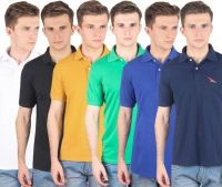 PRO Lapes Solid Men's Polo Neck Multicolor T-Shirt(Pack of 6)