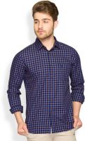 Parx Men's Checkered Casual Blue Shirt