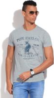 Pepe Printed Men's Round Neck Grey T-Shirt