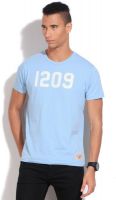 Pepe Solid Men's Round Neck White, Blue T-Shirt