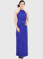 Pera Doce Blue Colored Solid Maxi Dress