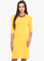 Phenomena Yellow Colored Solid Bodycon Dress